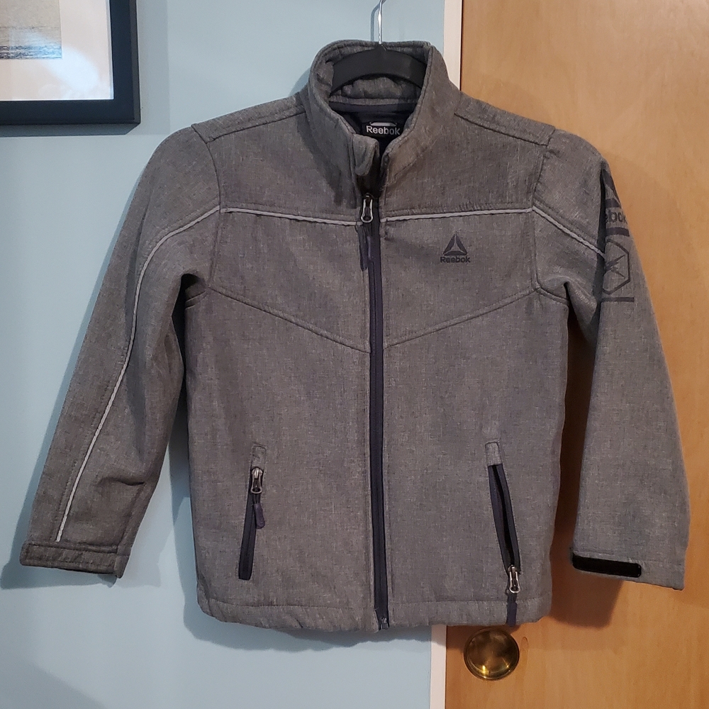 Reebok Boys Gray Jacket Size 7 - Fleece interior, zippered pockets and piping